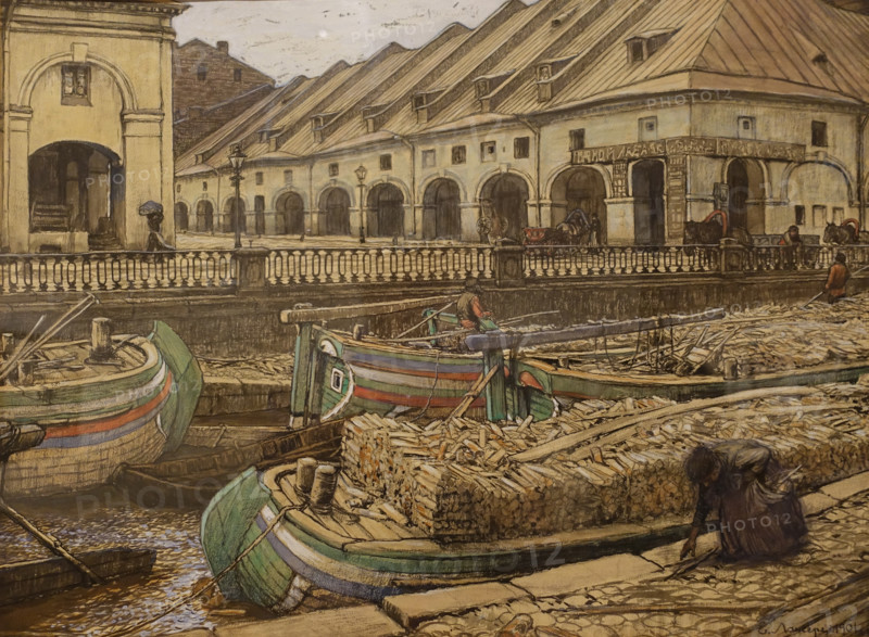 Yevgeny Lanceray (1875-1946). Nikolsky Market in St. Petersburg. 1901.