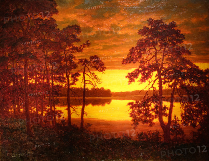 Sunset over the river. 1917. Ivan Fedorovich Shultze (1874-1939).