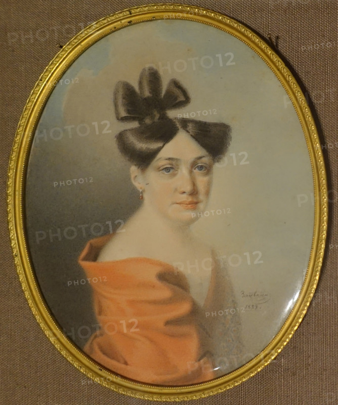 Portrait of an Unknown Woman with a Bow in Her Hair. 1833. Zatsepin Mikhail Mikhailovich (1786 - after 1847). Watercolor.