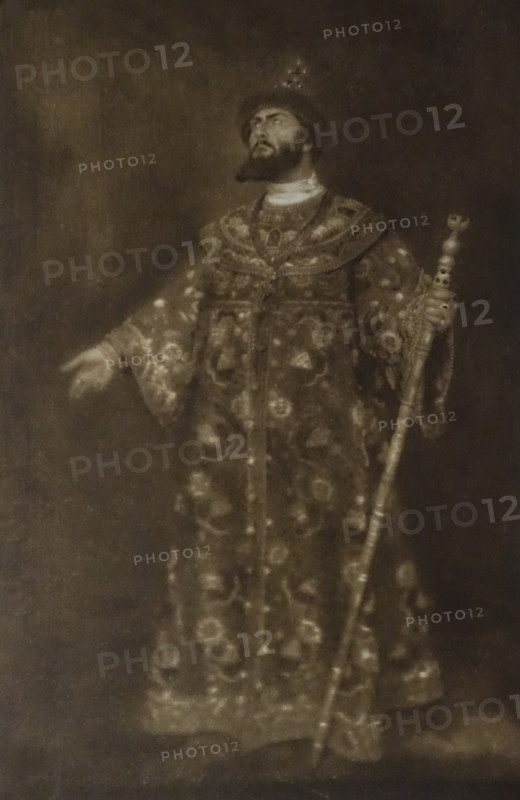 Portrait of opera singer Feodor Chaliapin (1873-1938). Tsar Boris Godunov. 1900-1910s.