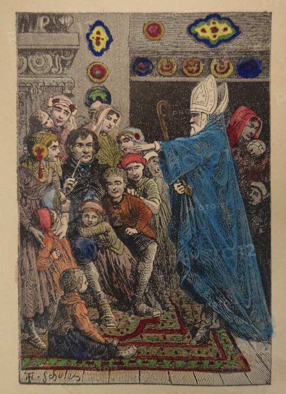 Illustration from the book The Silver Skates. Drawings by Theophile Schuler (1821-1878). 1870.