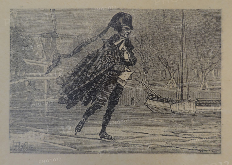 Illustration from the book The Silver Skates. Drawings by Theophile Schuler (1821-1878). 1870.