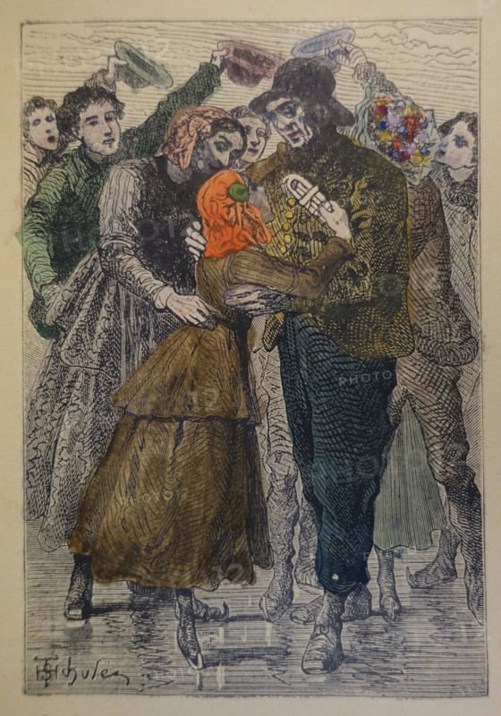 Illustration from the book The Silver Skates. Drawings by Theophile Schuler (1821-1878). 1870.