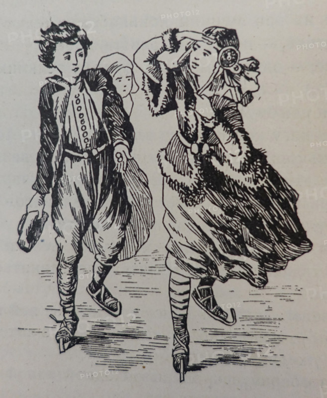 Illustration from the book 'The Silver Skates'. Drawing by Samuil Goldman (1876-1931). 1920s.