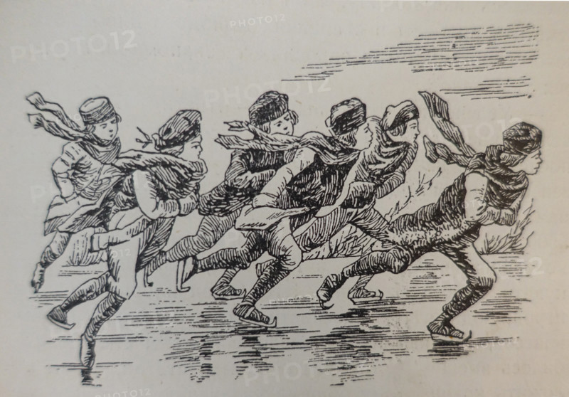 Illustration from the book 'The Silver Skates'. Drawing by Samuil Goldman (1876-1931). 1920s.