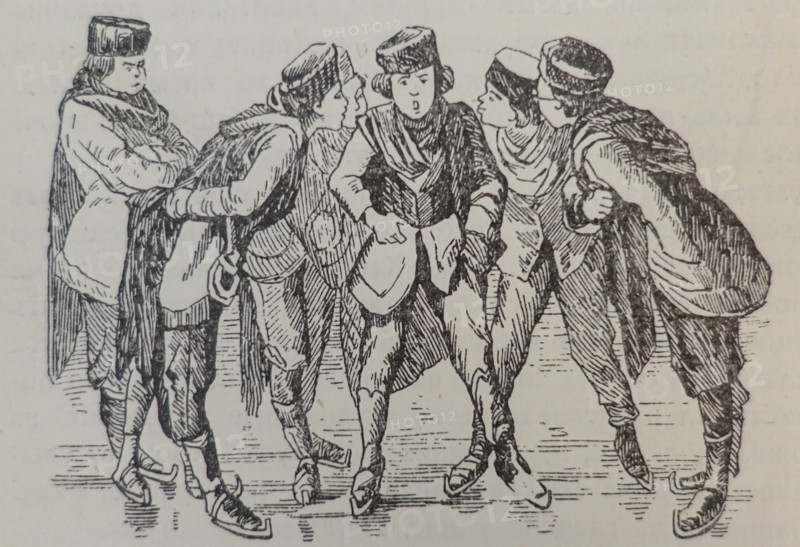 Illustration from the book 'The Silver Skates'. Drawing by Samuil Goldman (1876-1931). 1920s.