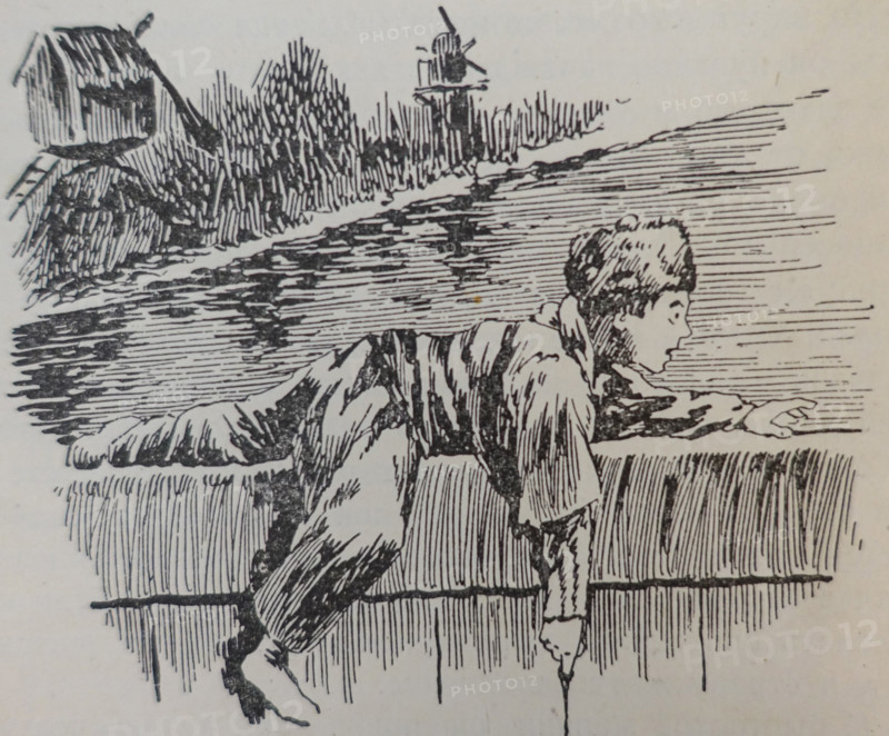 Illustration from the book 'The Silver Skates'. Drawing by Samuil Goldman (1876-1931). 1920s.