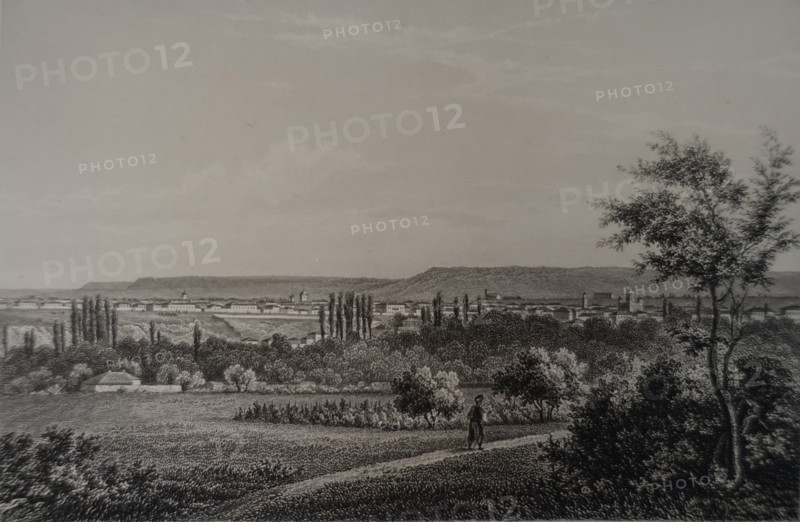 Simferopol. Illustration from Album of all the best views of Crimea. Steel engraving. 1869.