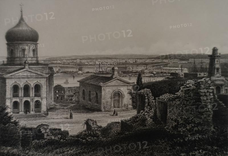 Sevastopol. Illustration from Album of all the best views of Crimea. Steel engraving. 1869.