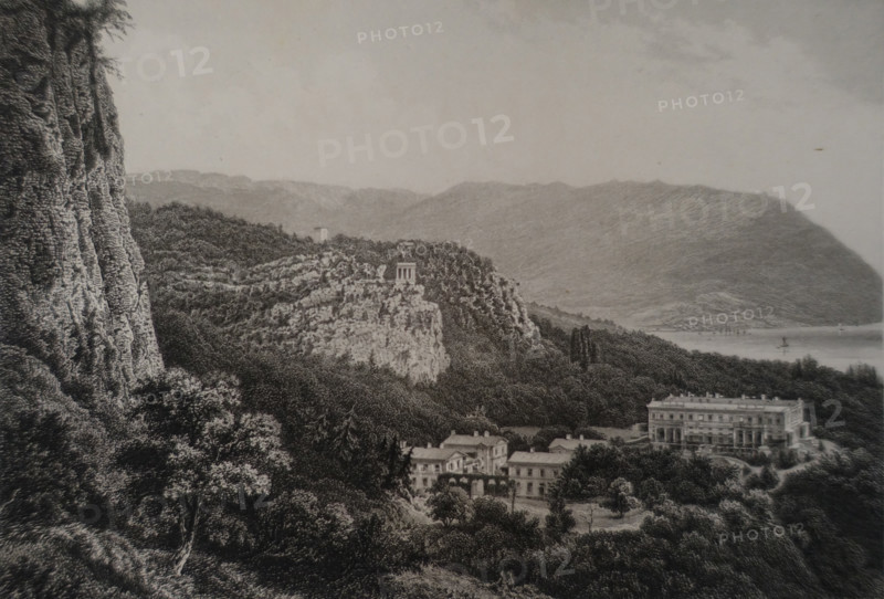 Oreanda. Illustration from Album of all the best views of Crimea. Steel engraving. 1869.