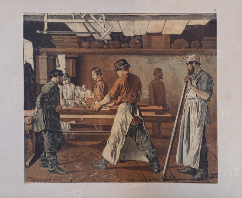 Carpentry workshop. 1845. Ignaty Shchedrovsky (1815-1871).