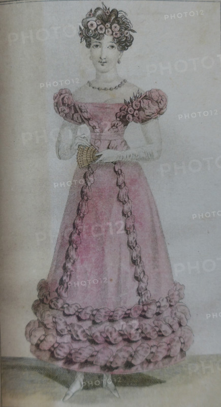 A Lady in Pink. Illustration from the 'Ladies' Journal'. 1823.