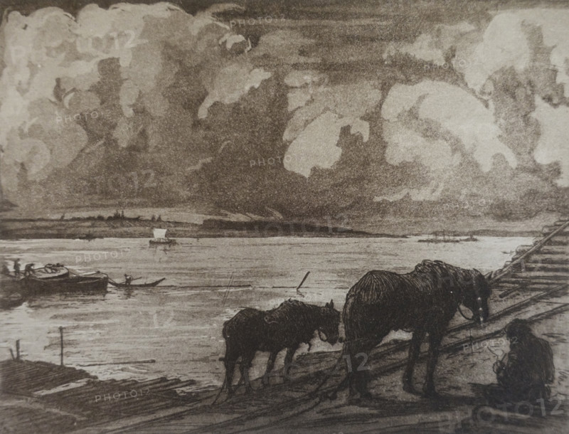At the pier. Vadim Falileev (1879-1950). Early 20th century.