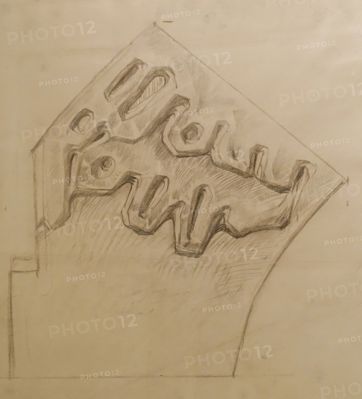 Template for stone carving of an arch in the interior of the Church of the Intercession of the Most Holy Theotokos