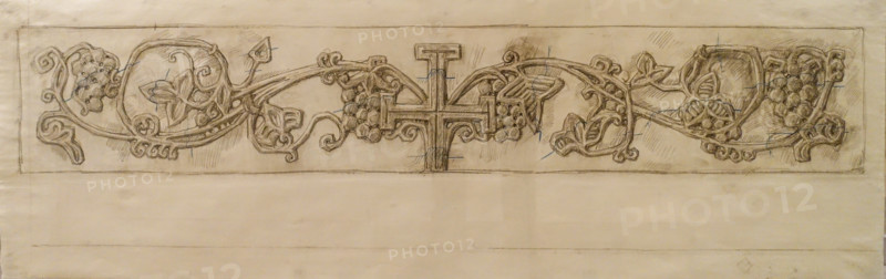 Template for stone carving of the vault base in the interior of the Church of the Intercession of the Most Holy Theotokos