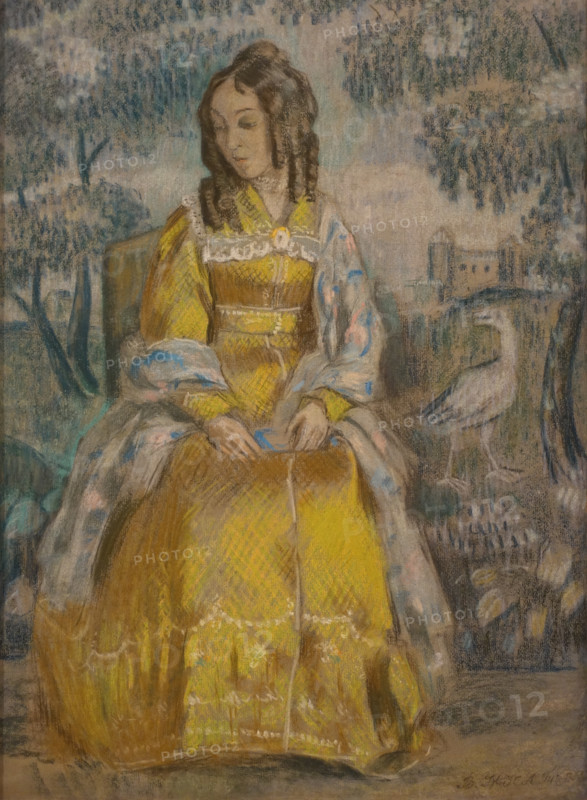 Viktor Borisov-Musatov (1870-1905). Lady at the Tapestry. Portrait of Nadezhda Stanyukovich. 1903.