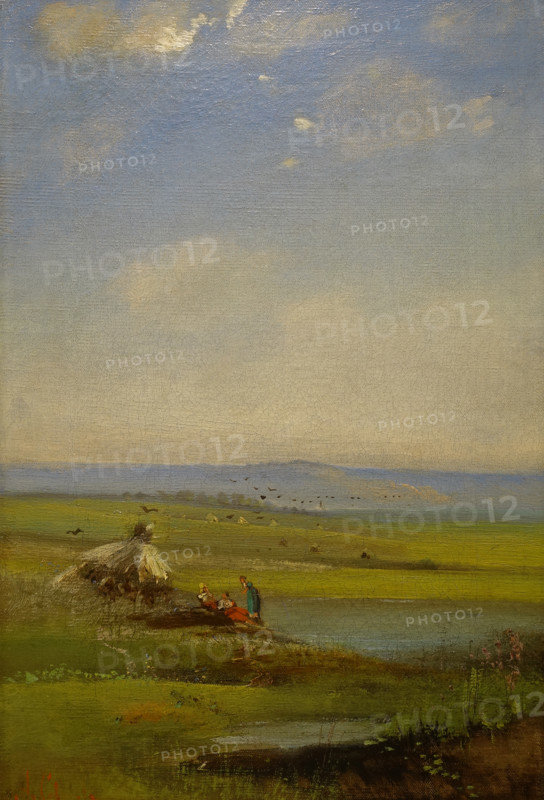 Savrasov Alexey Kondratievich (1830-1897). Summer landscape with peasant women. Late 19th century.