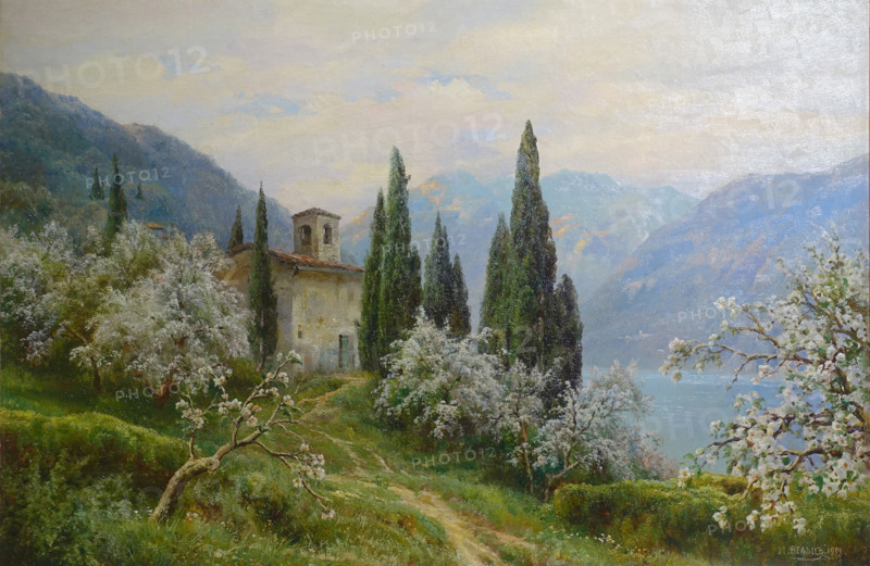 Velts Ivan Avgustovich (1866-1926). Mountain landscape with cypress trees. 1914.