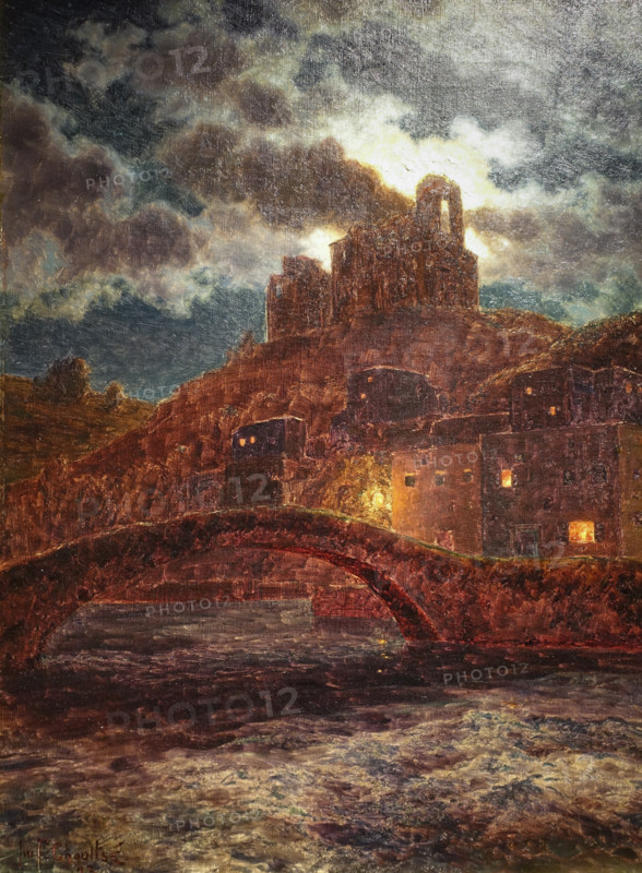 Twilight on the Riverbank. Dolceacqua. Italy. 1923. Ivan Fedorovich Shultze (1874-1939).