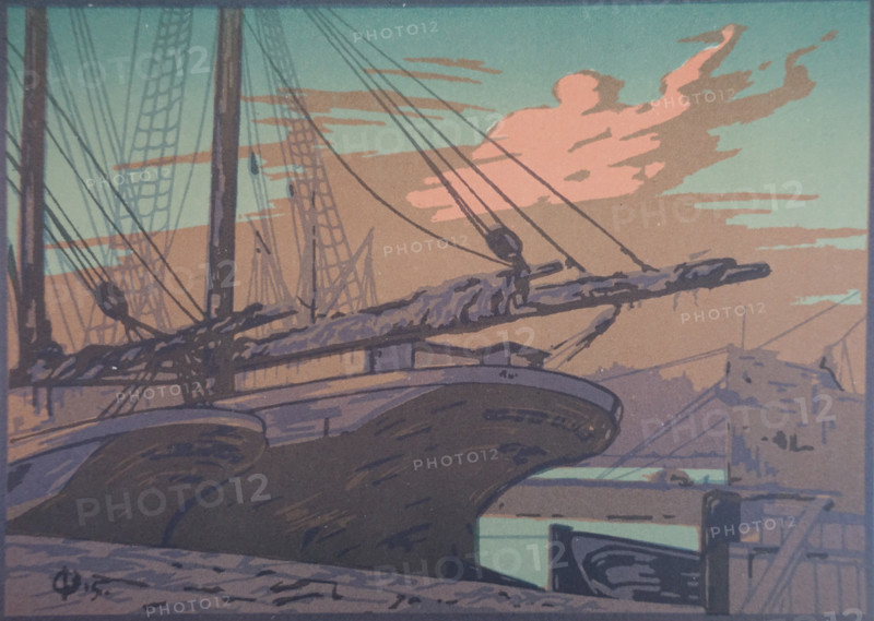 White night on the Neva. Vadim Falileev (1879-1950). Color lithography.