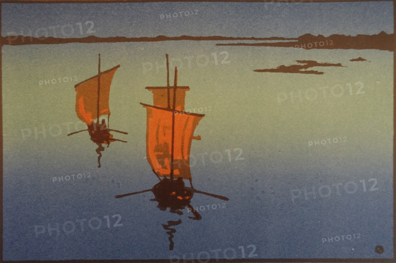Return to Shekena (village on the Volga). Vadim Falileev (1879-1950). Early 20th century. Color lithography.
