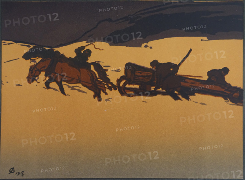 Carting Logs. Vadim Falileev (1879-1950). Early 20th century. Color lithography.