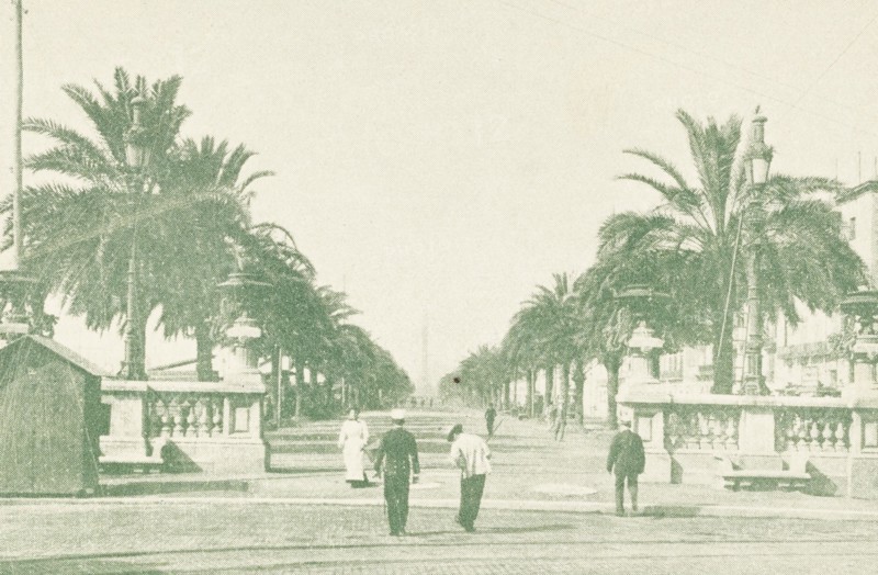 View of Paseo de Colon in Barcelona, Spain