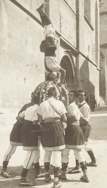 Castellers during a traditional Catalan celebration