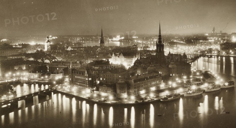 Stockholm. View from the City Hall tower in evening light