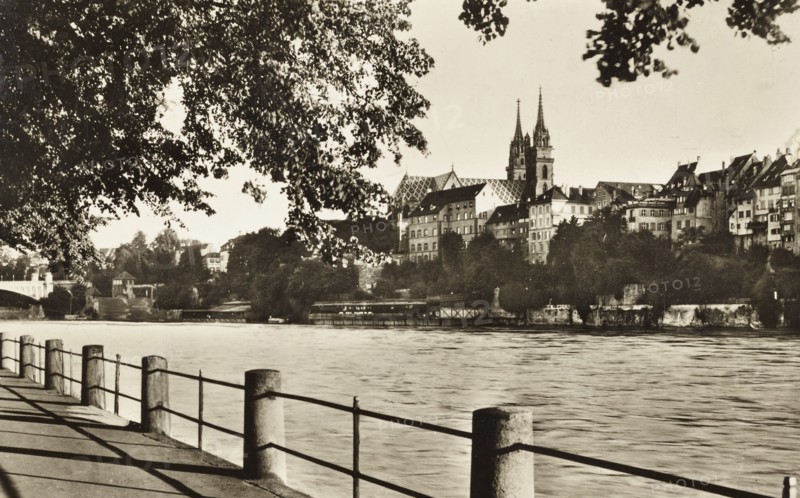Basel the Rhine and the cathedral, Switzerland