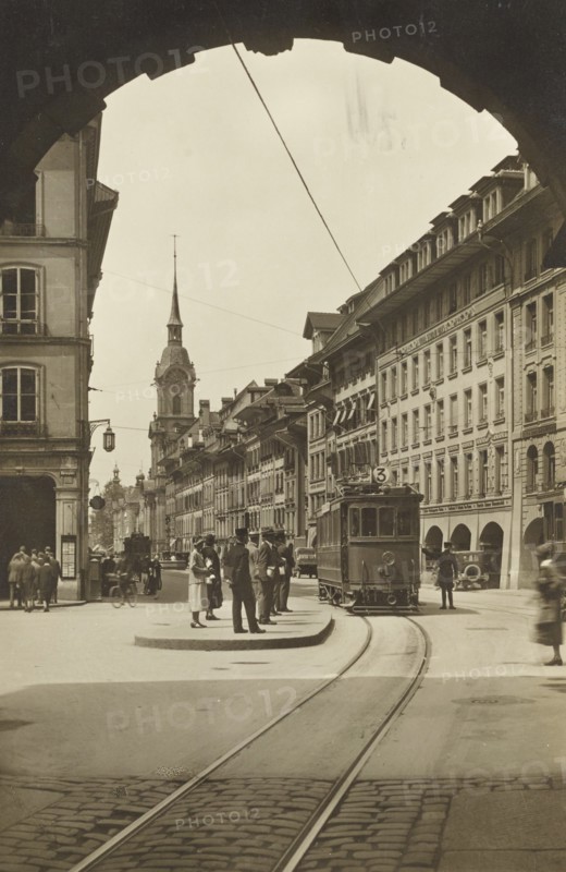Bern, View of the city tramway