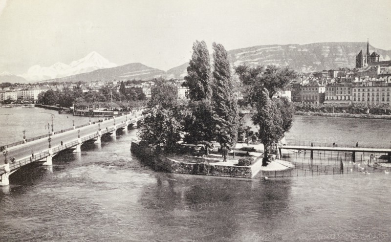 View of the Rousseau Island, Geneva, Switzerland