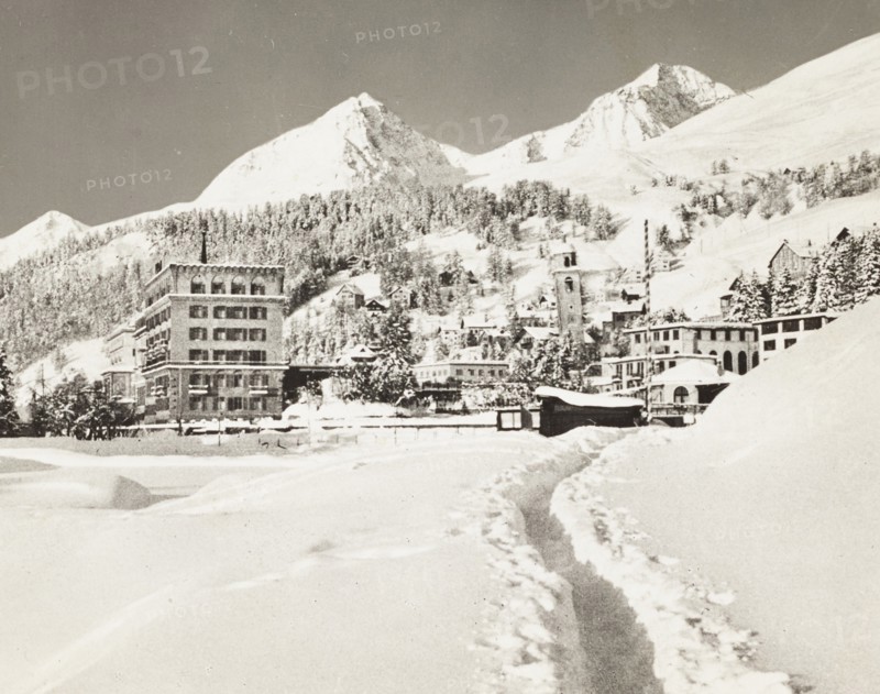 View of Saint Moritz, with Piz Albana and Piz Julier