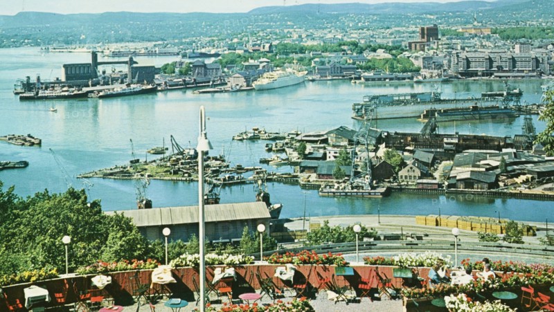 Norway, Oslo, The 19.5 miles long harbour of Oslo seen from Ekberg