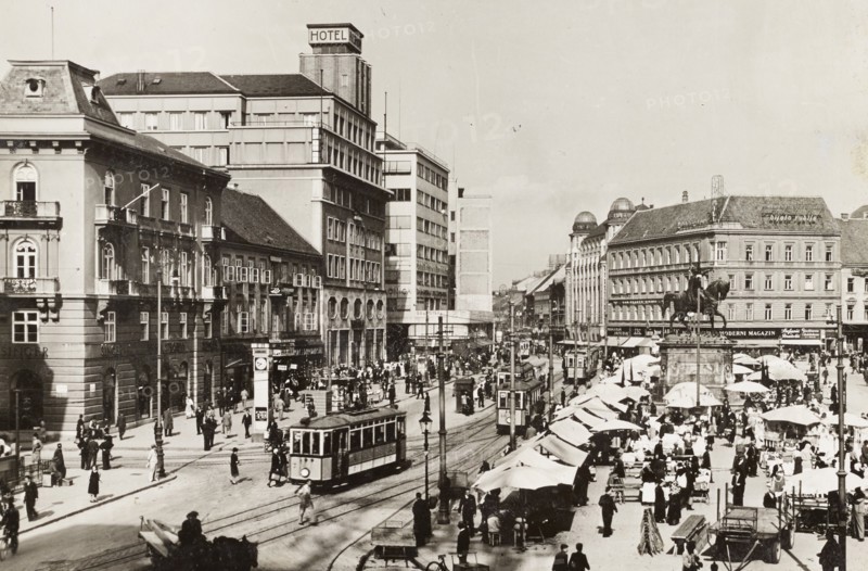 Croatia, animated view of Jelacic Square in Zagreb