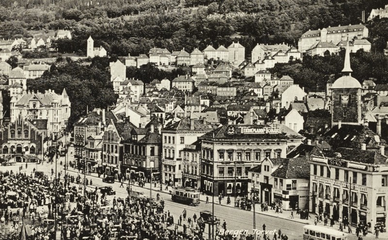 View of Bergen during the Torget Market