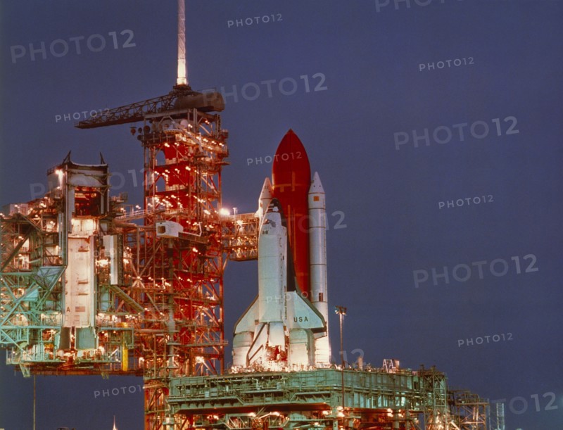 SPACE, Nasa, Take Off, Columbia space shuttle on the launch pad at night
