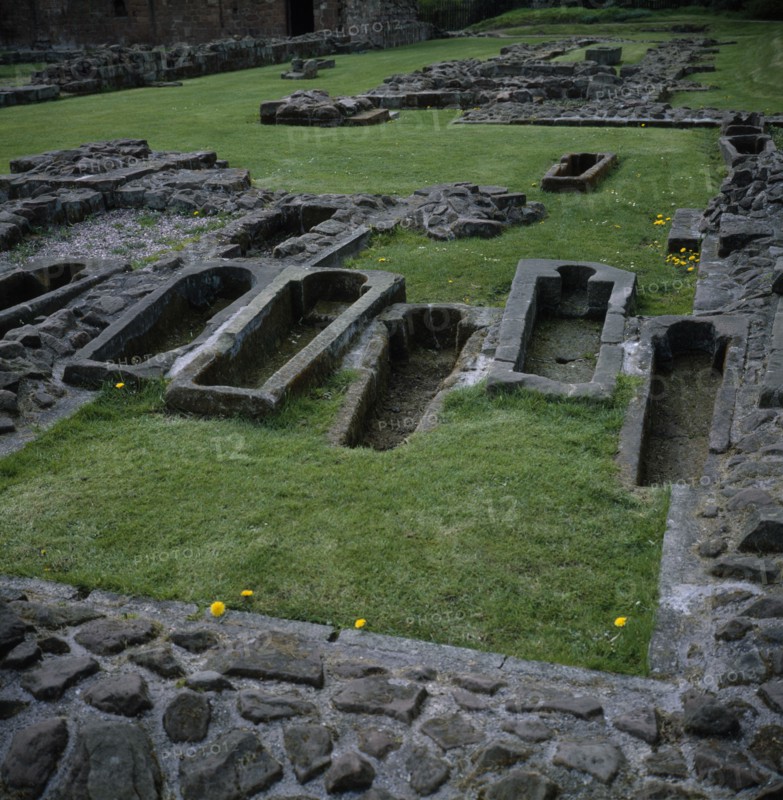 CHURCHES, Gravestone, Cheshire, Medieval Stone Coffins Norton Priory Near Daresbury