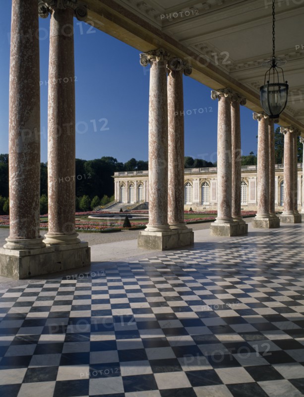 FRANCE, Ile de France, Paris, Versailles. The Grand Trianon with open interior court lined with columns.