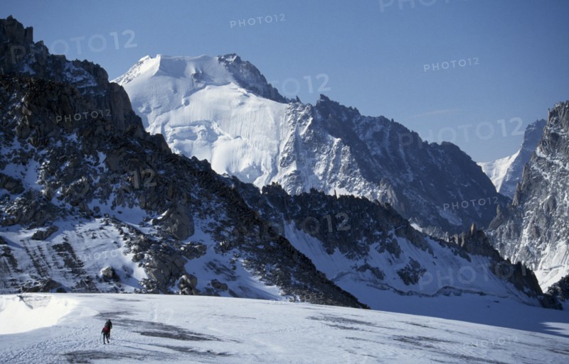 FRANCE, Alps, Climbers on Glacier du Tour of Mont Blanc Massif.