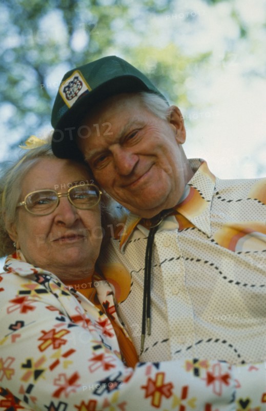 SOCIETY, People, Couple, Elderly couple embracing.