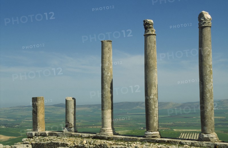 TUNISIA, Dougga, Temple of Saturn Roman ruins.