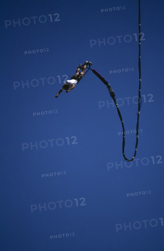 SPORT, Bungee Jumping, USA South Dakota . Jumper in mid air