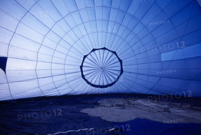 SPORT, Air, Ballooning, "View inside an inflating hot air ballon, Headcorn, Kent."