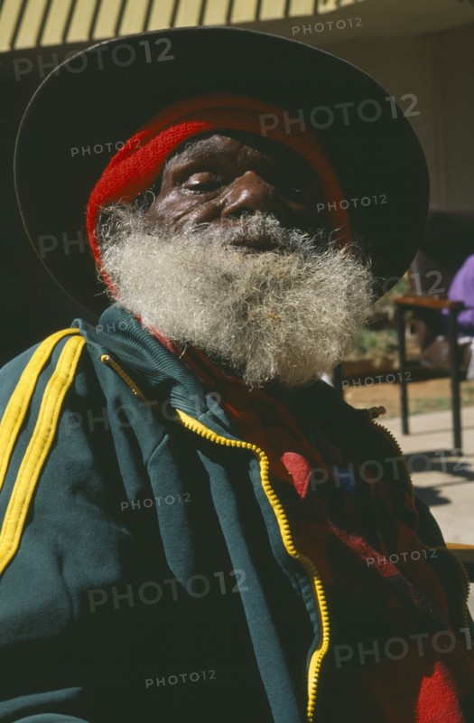 AUSTRALIA, Northern Territory, Alice Springs, "Elderly Aboriginal man from the Pitjantjatjara tribe, portrait."