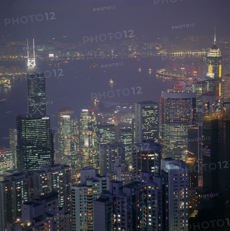 HONG KONG, Central, View over the City from Victoria Peak at night