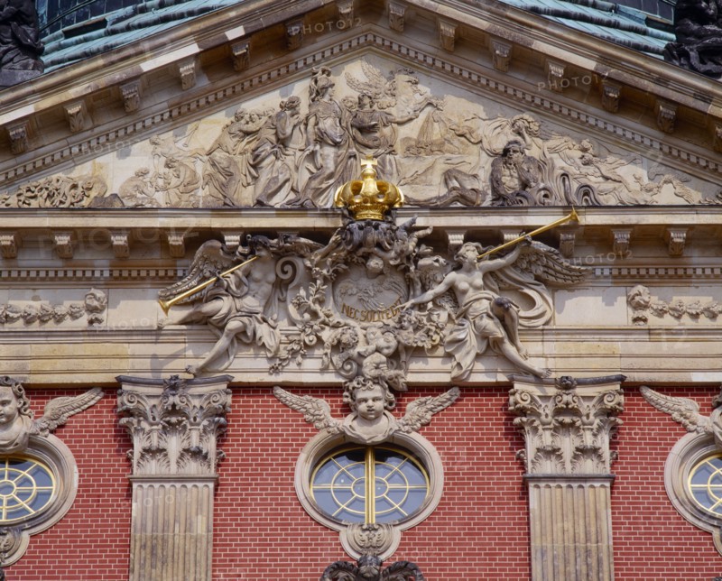 GERMANY, Brandenberg, Potsdam, Park Sanssouci.  The Neues Palais architectural detail.