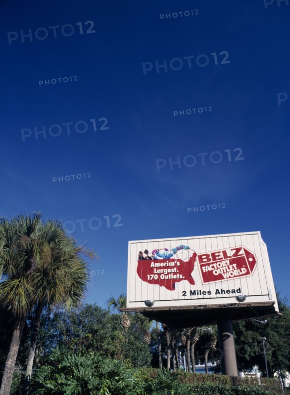 USA,  Florida , Orlando,  International Drive. Belz Outlet Mall Billboard Sign