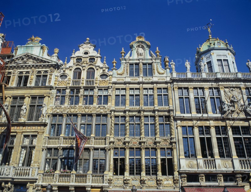 BELGIUM, Brabant, Brussels, "Grand Place, the west side facades."