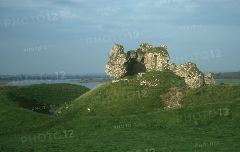 IRELAND, West Meath, Clonmacnoise, Ruins of 11th Century Castle in the Shannon Valley